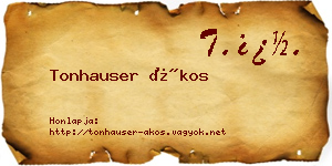 Tonhauser Ákos névjegykártya